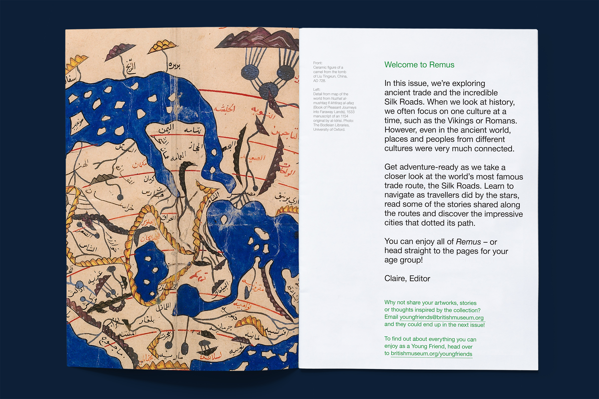 Top-down photo of the editorial spread